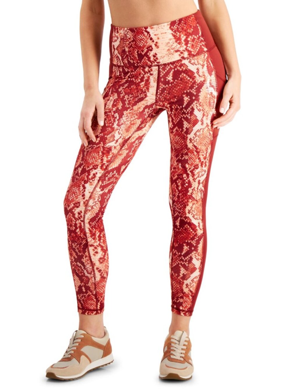Ideology Womens Activewear Snakeskin-Print 7/8 Leggings